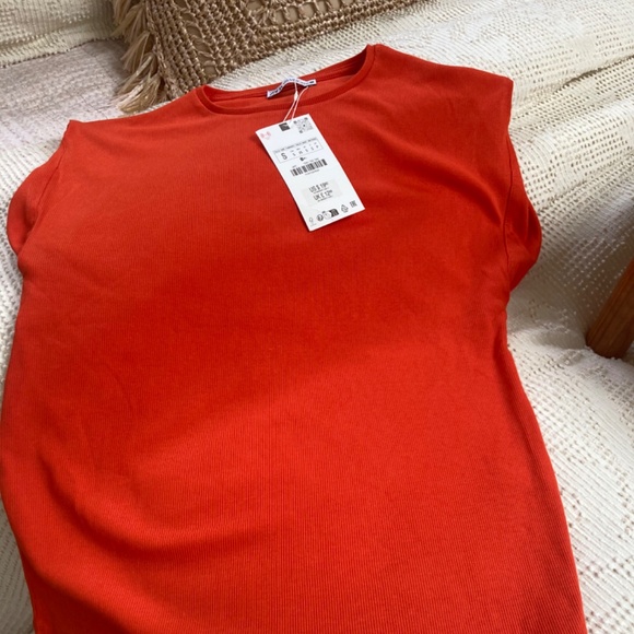 NWT Zara Round Neck Tank Top Size Small Color Red - Picture 5 of 7